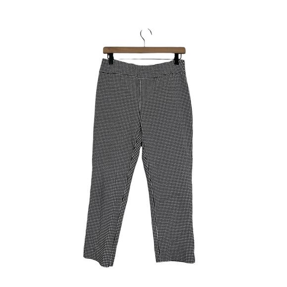 Chicos Womens Chicos So Slimming Black White Checked Pull on Crop Pants Medium - Picture 1 of 5